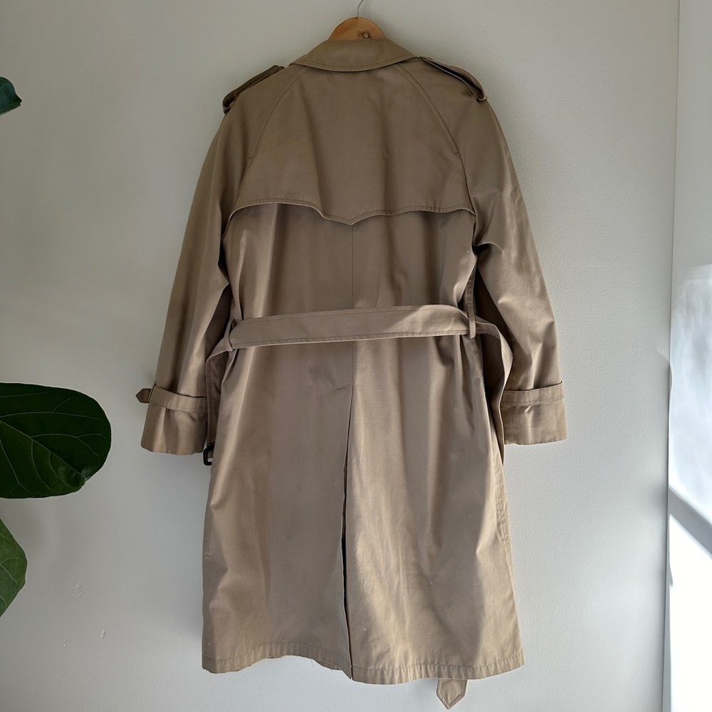 VTG 90s London Fog Unisex Trench Coat Zip In Thermal Liner 40Reg Streetwear Tan - Picture 10 of 14